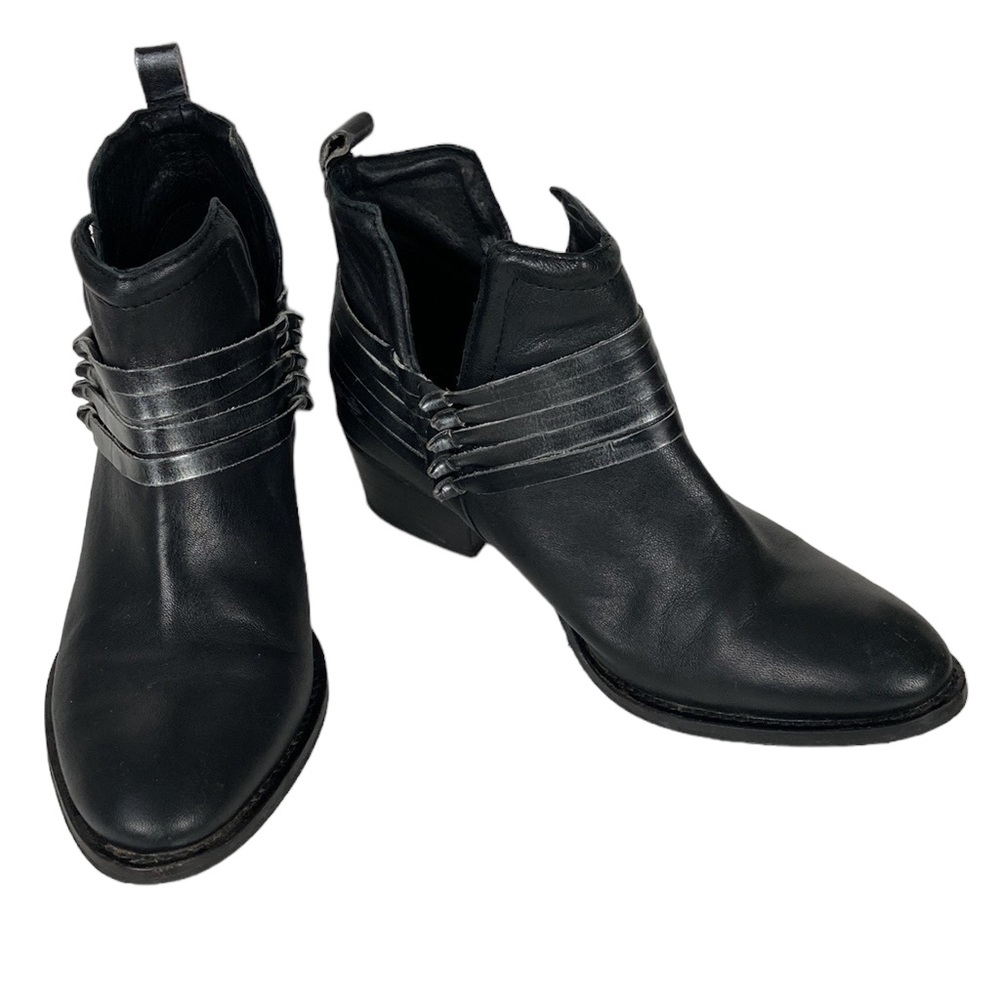Diba Skyler Black Leather Distressed Ankle Boot